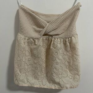 shein Beige Crochet and Lace Top
